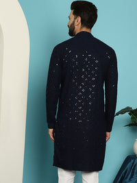 SOJANYA Ethnic Embroidered Sequined Pure Cotton Straight Kurta