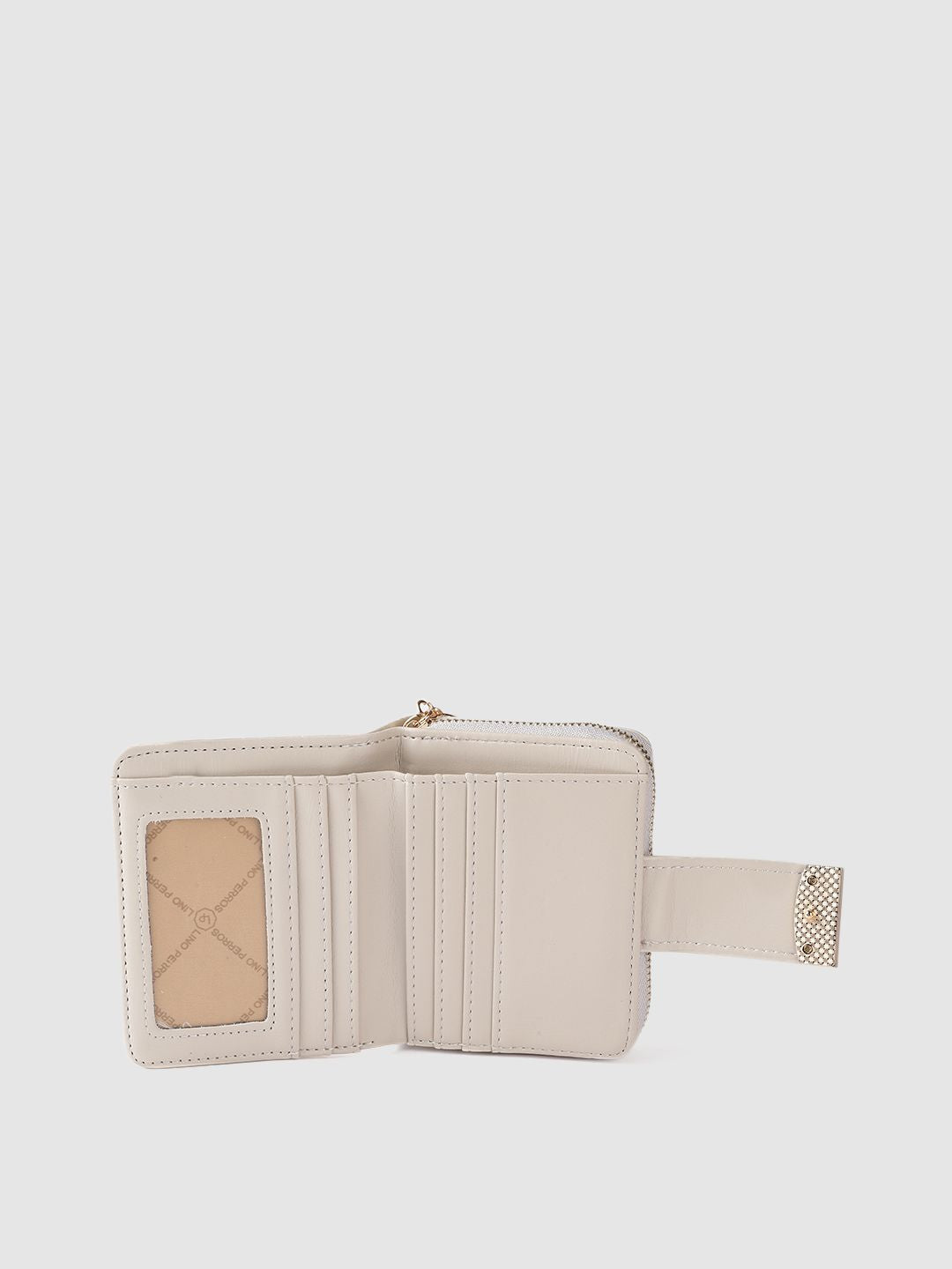 Lino Perros Women Off-White Croc Textured Two Fold Wallet
