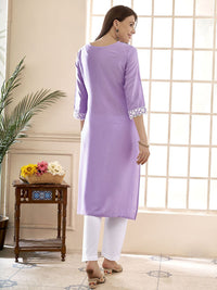 Anouk Floral Embroidered Round Neck Chikankari Straight Kurta