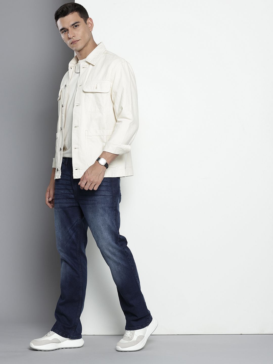 The Indian Garage Co Men Bootcut Light Fade Stretchable Jeans
