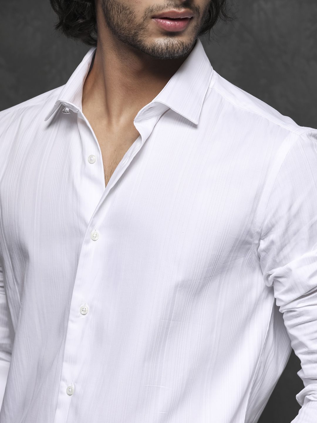 RARE RABBIT Men Cesco Striped Spread Collar Slim Fit Shirt