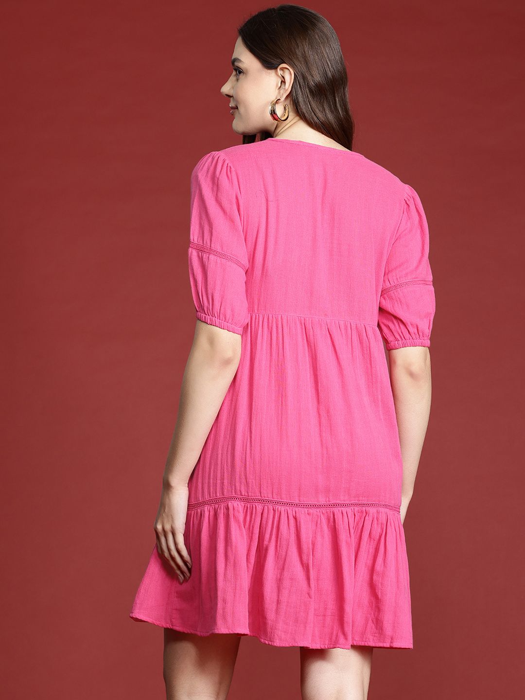 all about you Puff Sleeve Pure Cotton A-Line Dress
