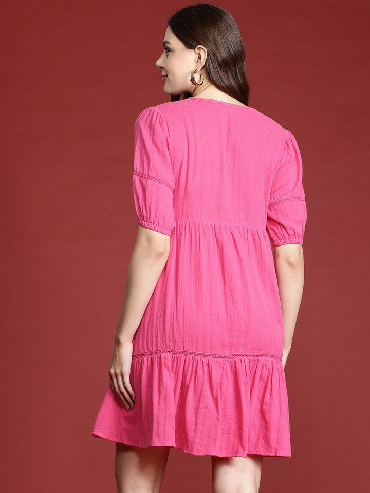 all about you Puff Sleeve Pure Cotton A-Line Dress