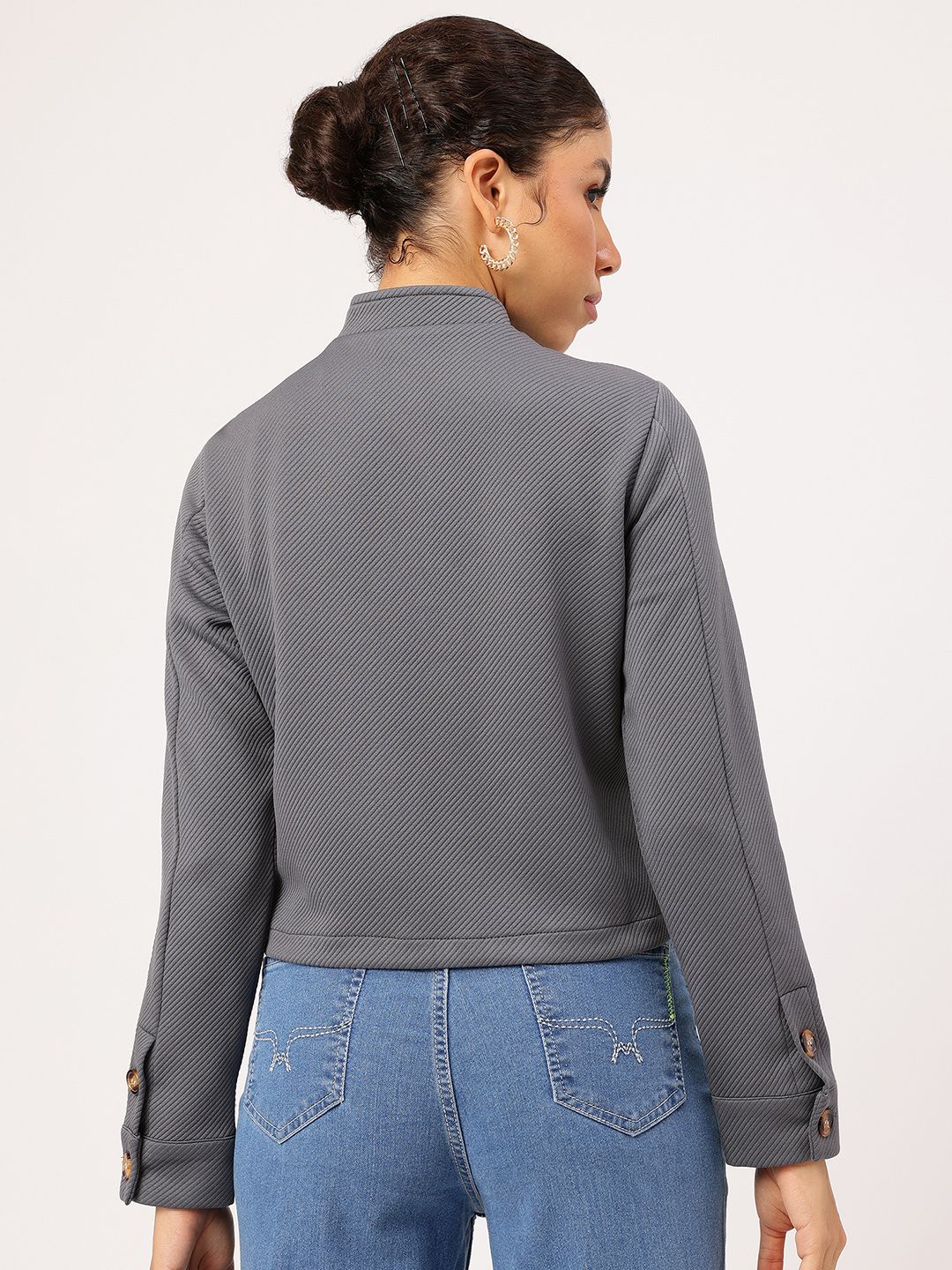 Dressberry Striped Mirage Stand Collar Jacket