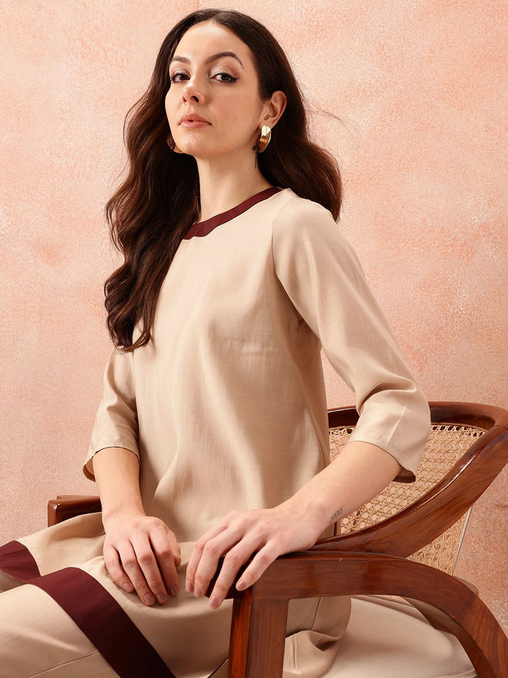 all about you Contrast Neck Ethnic Co-Ords