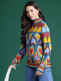 DressBerry Conversational Woven Design Pullover