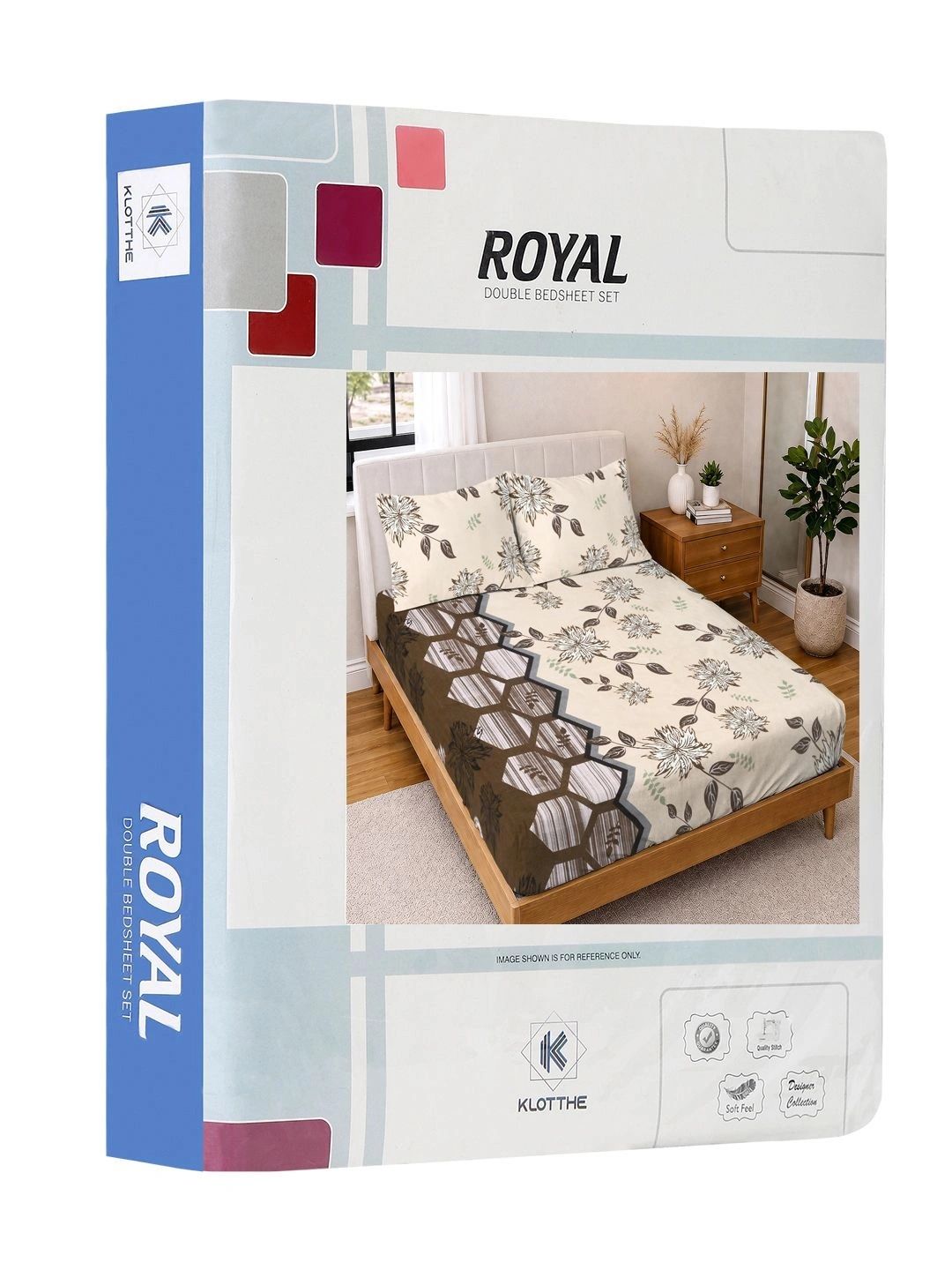 KLOTTHE Beige Floral 300 TC Cadar Katil King dengan 2 Sarung Bantal