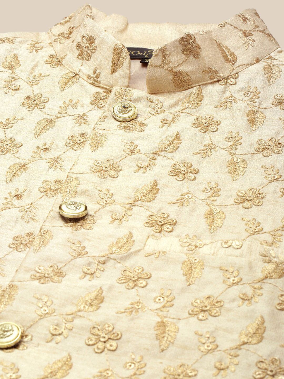 SOJANYA Kurta Biasa Kolar Mandarin Berjalur Dengan Jaket Churidar & Nehru