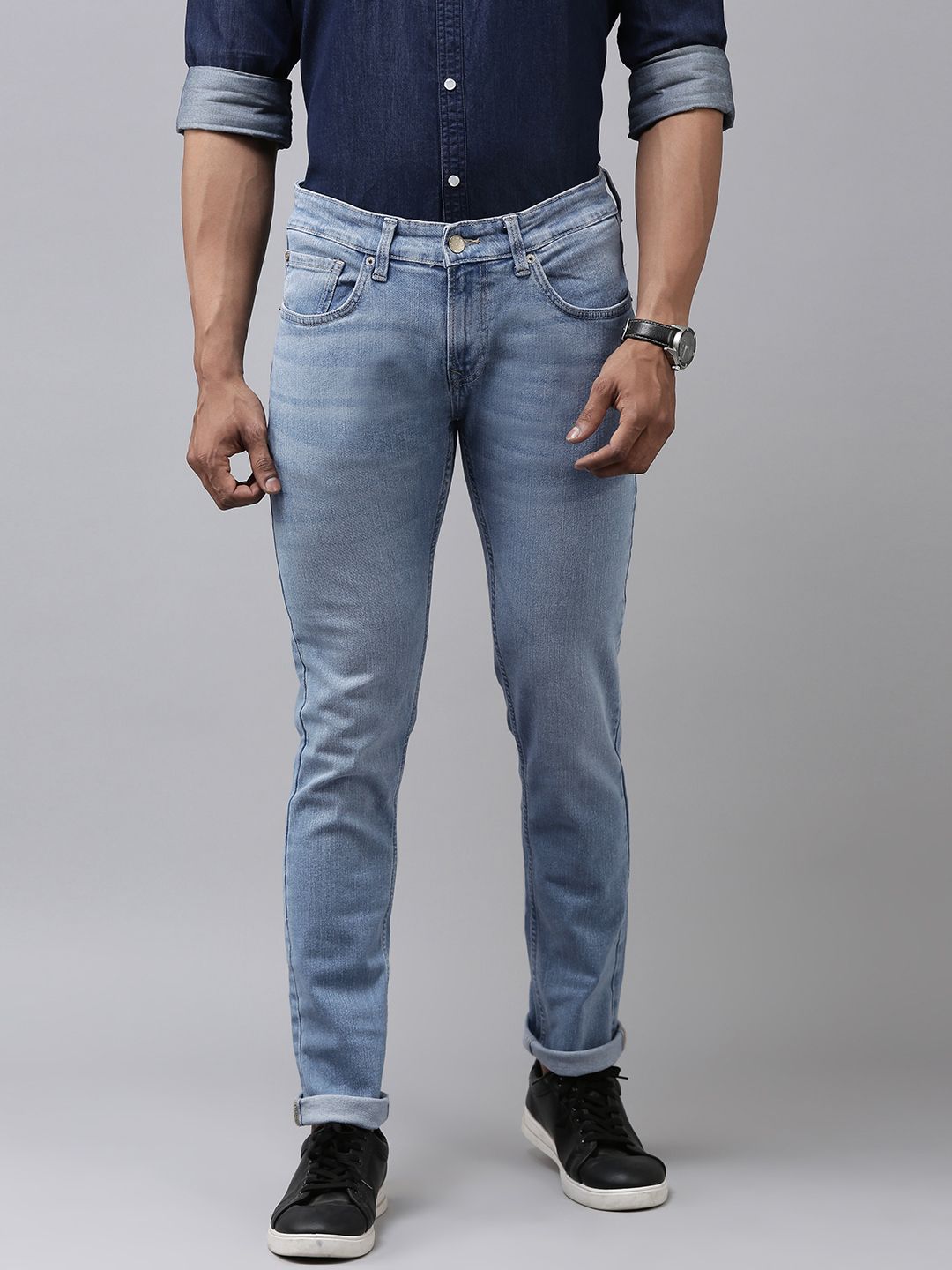 SPYKAR Men Blue Skinny Fit Low-Rise Light Fade Stretchable Jeans