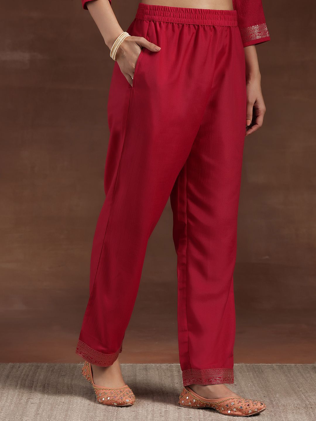 Libas Sequinned Embellished Scoop Neck Straight Kurta With Trousers And Dupatta