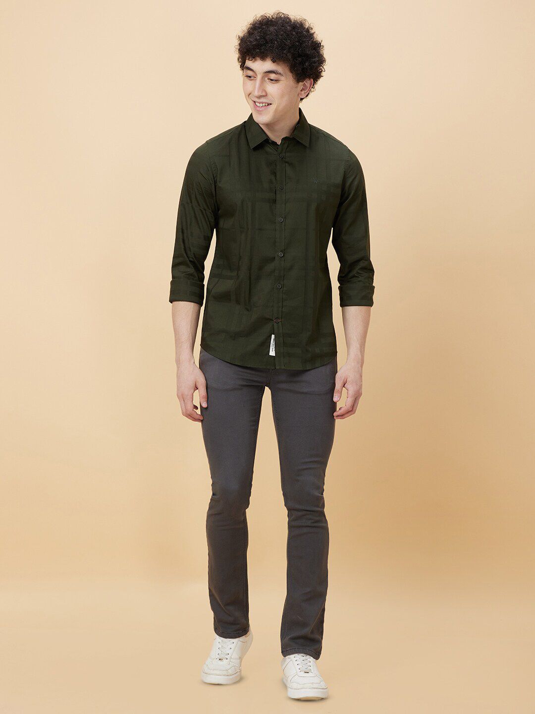 Being Human Checked Spread Collar Slim Fit Opaque Cotton Casual Shirt