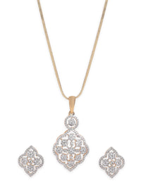 Rubans 22K Gold Plated Cubic Zirconia Stone Studded Pendant Jewellery Set