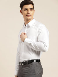 Hancock Men White Solid Regular Fit Pure Cotton Formal Shirt