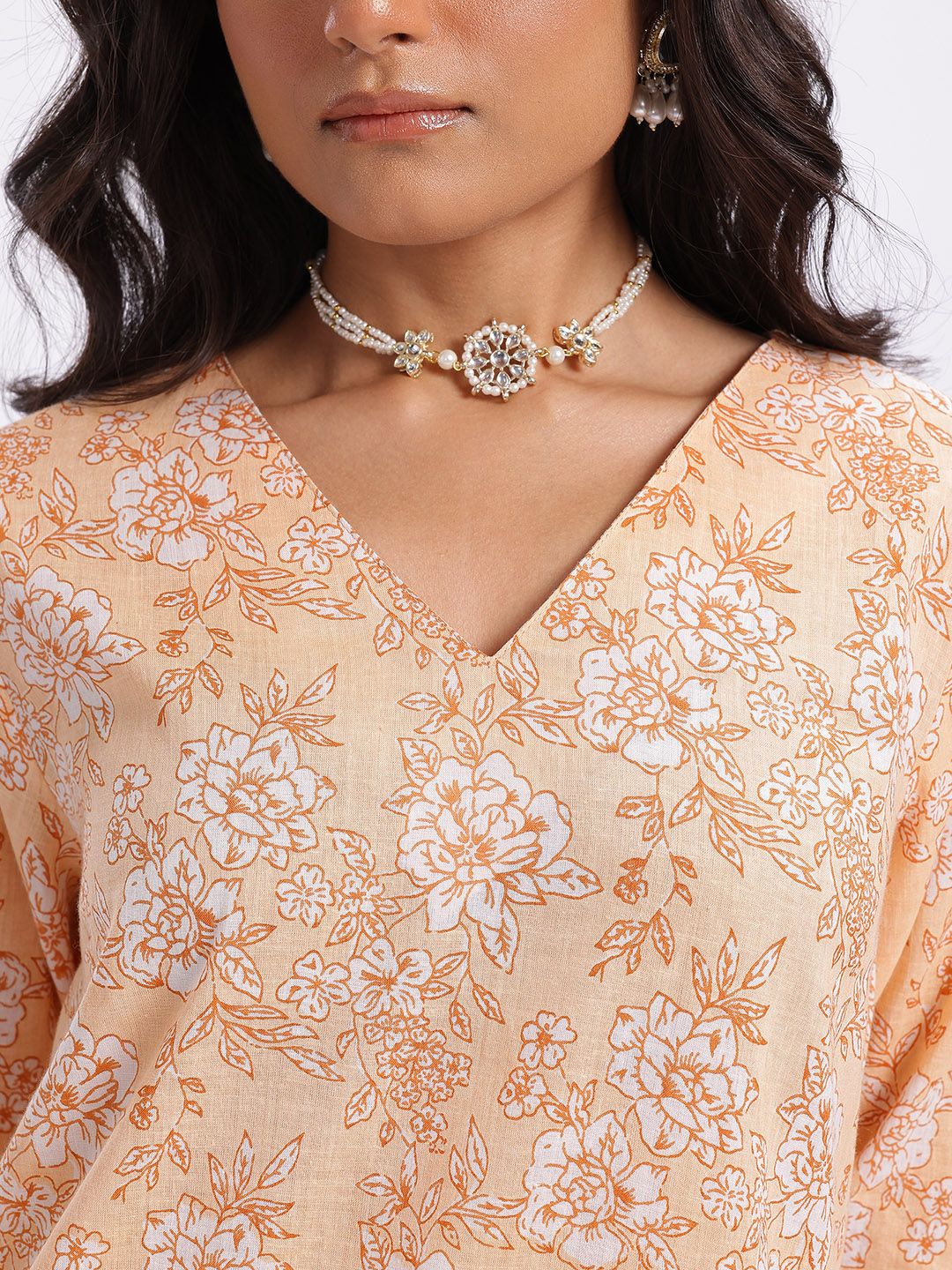 Anouk Floral Printed Cotton Kurta with Trousers & With Dupatta