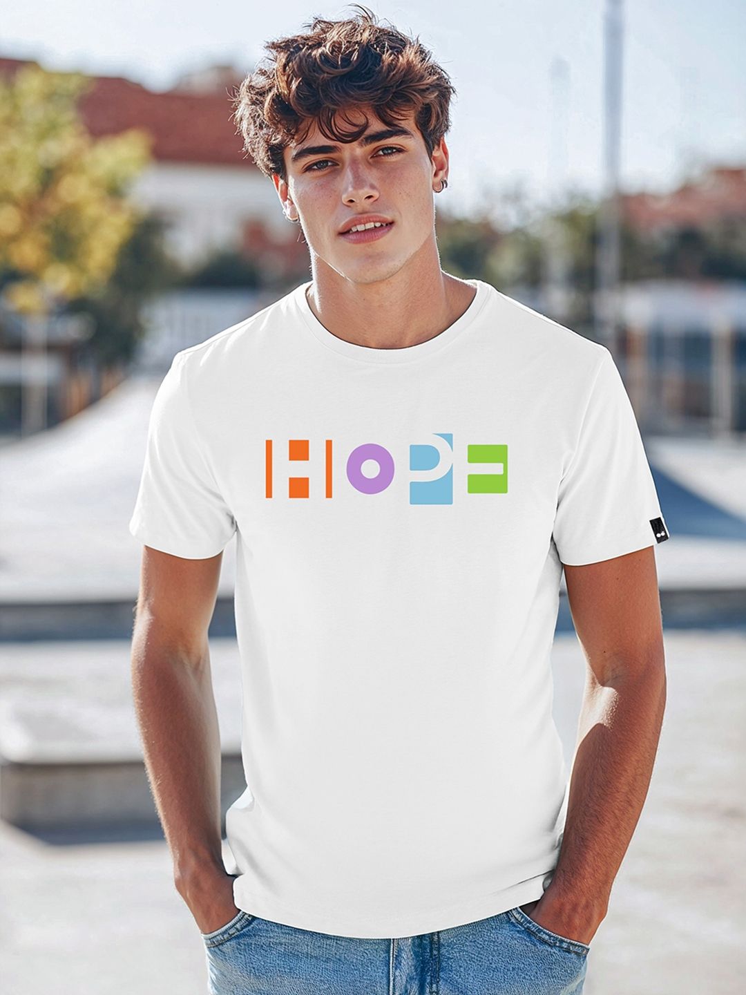 Bewakoof Men White Printed Round Neck Pure Cotton T-shirt