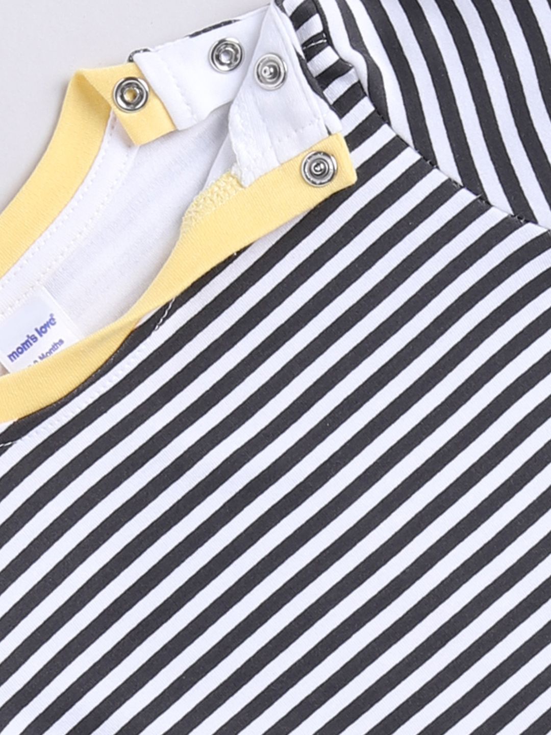 Moms Love Infants Boys Pure Cotton Dungaree With Striped T-Shirt