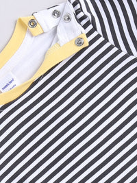 Moms Love Infants Boys Pure Cotton Dungaree With Striped T-Shirt