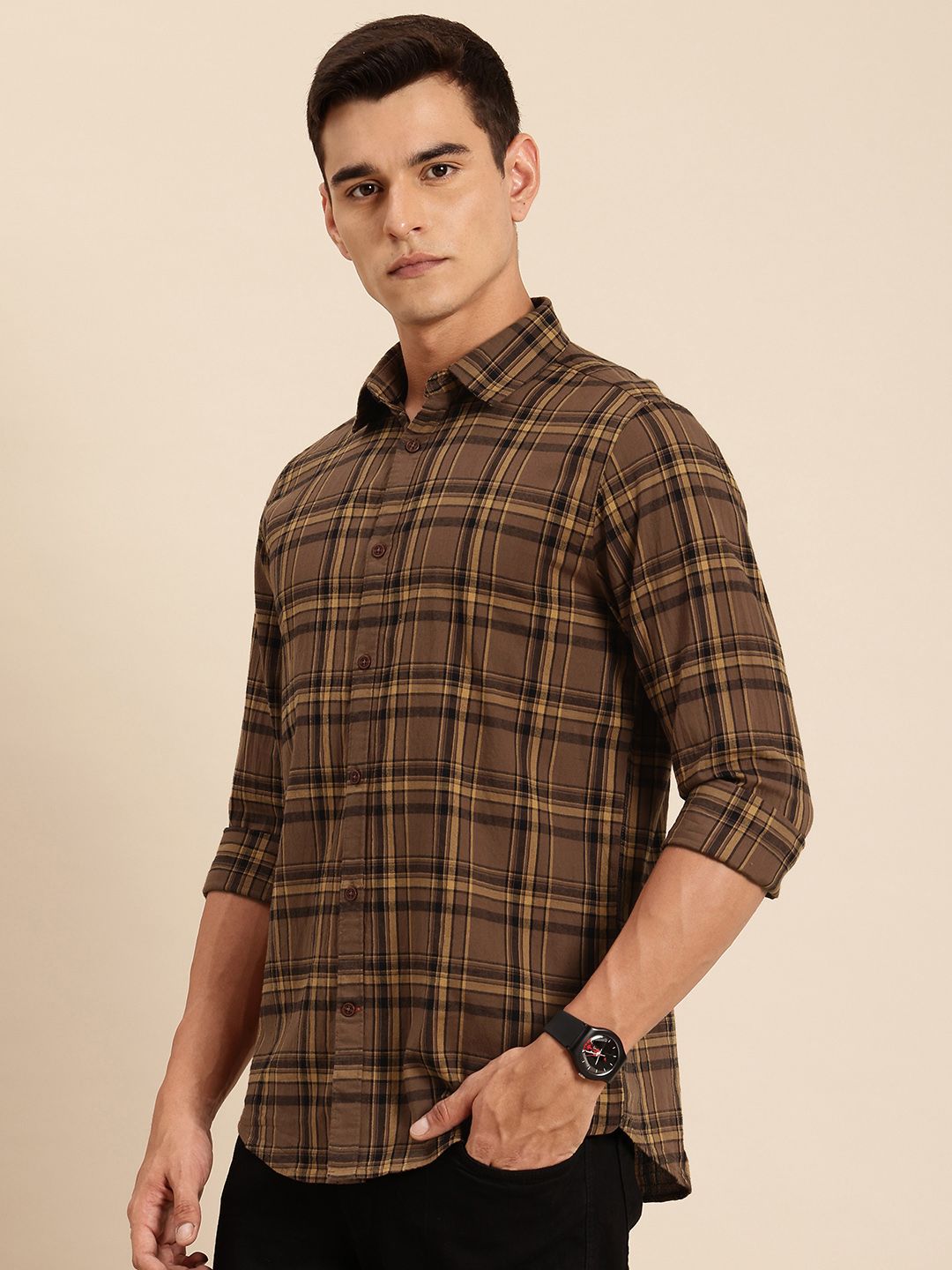 Being Human Pure Cotton Slim Fit Checked Casual Shirt