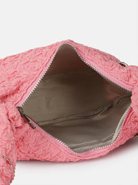 DressBerry Textured Self Design Half Moon Hobo Bag