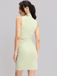 DressBerry The Satin Sensation Ruched Midi Sheath Dress
