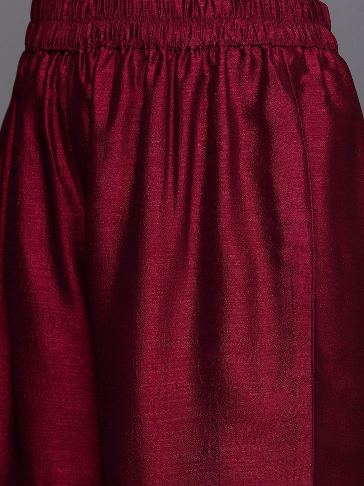 Libas Women Fuchsia Floral Yoke Design Kurta with Sharara & With Dupatta