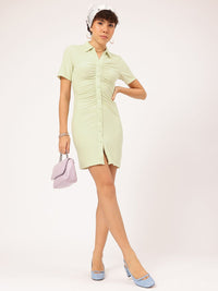 DressBerry Ruched Texture Knit Bodycon Mini Dress