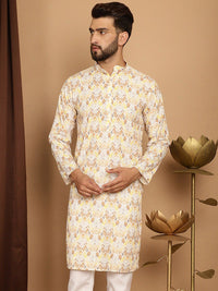 SOJANYA Ethnic Motifs Printed Embroidered Pure Cotton Straight Kurta