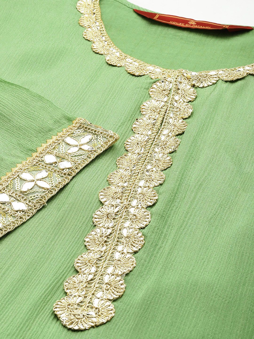 House of Pataudi Women Jashn Gotta Patti Kurti With Palazzos & Dupatta