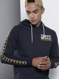 The Indian Garage Co Men Navy Blue Printed Hooded Sweatshirt