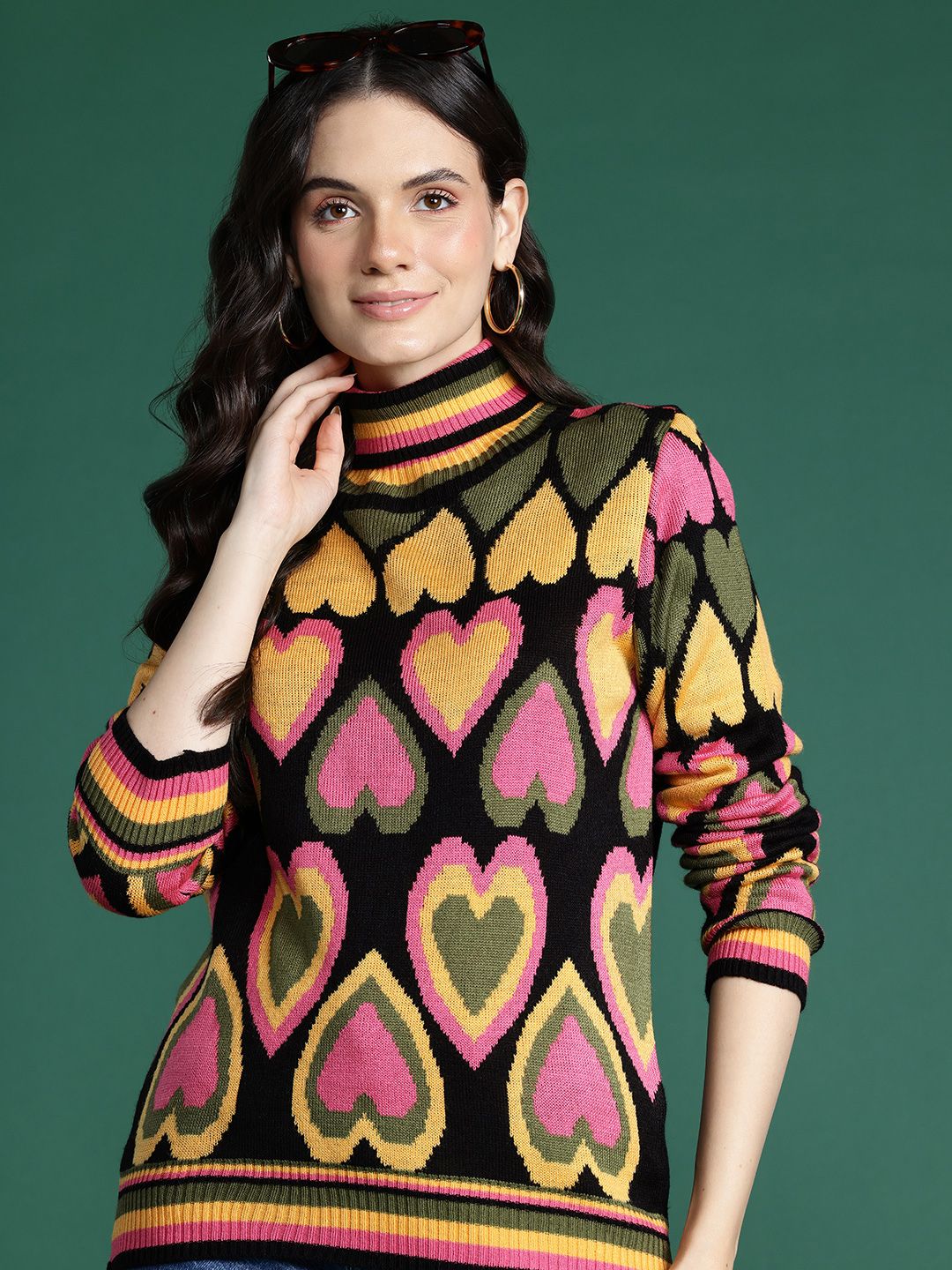 DressBerry Pure Acrylic Self-Design Pullover