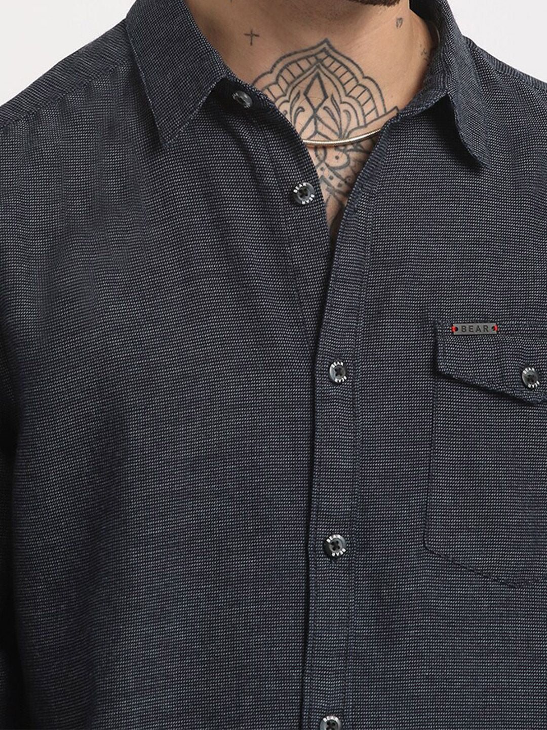 THE BEAR HOUSE Slim Fit Casual Pure Cotton Shirt