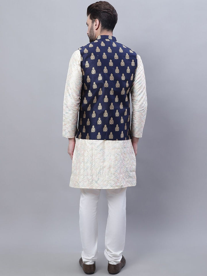 SOJANYA Kurta Kolar Mandarin Bersulam dengan Jaket Churidar & Nahru