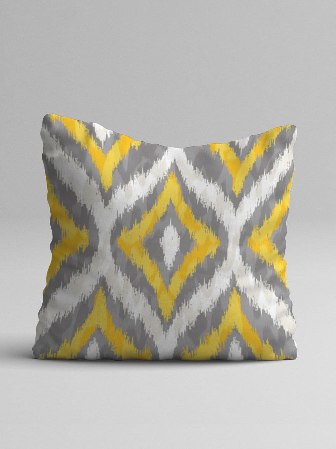 STITCHNEST Yellow & Grey Set of 5 Abstract Square Cushion Covers