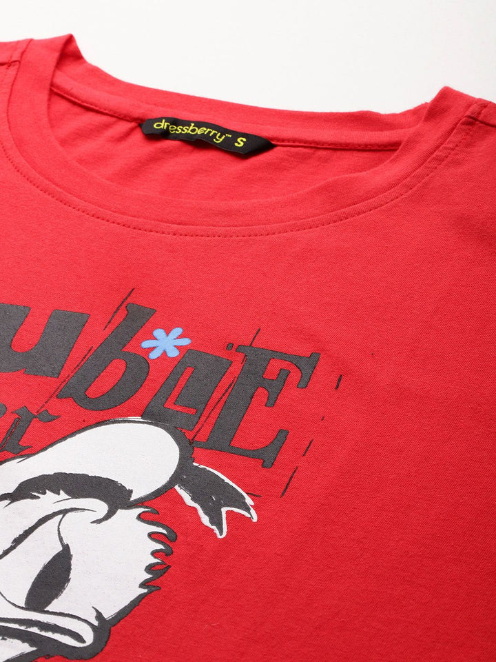 DressBerry Typography Printed Drop-Shoulder Sleeves Pure Cotton T-shirt