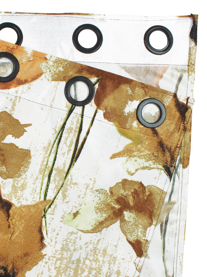 Story@home Off White & Brown 2-Pieces Floral Door Curtains