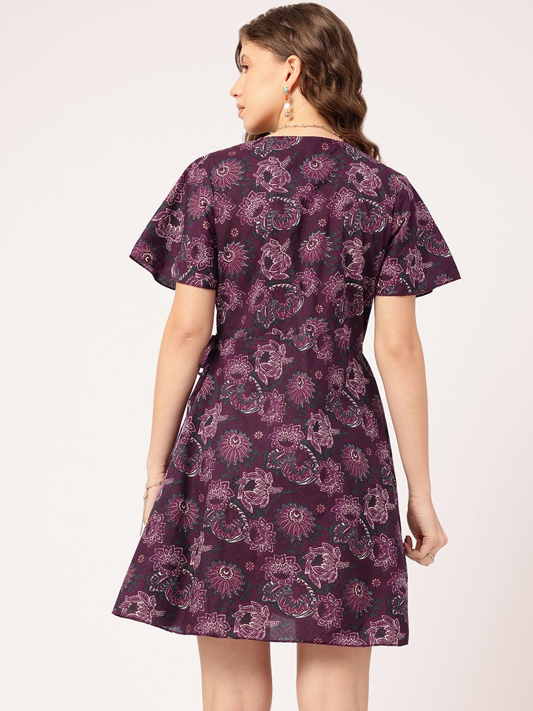 DressBerry Bohemian Bloom Ethnic Print Mini Wrap Dress