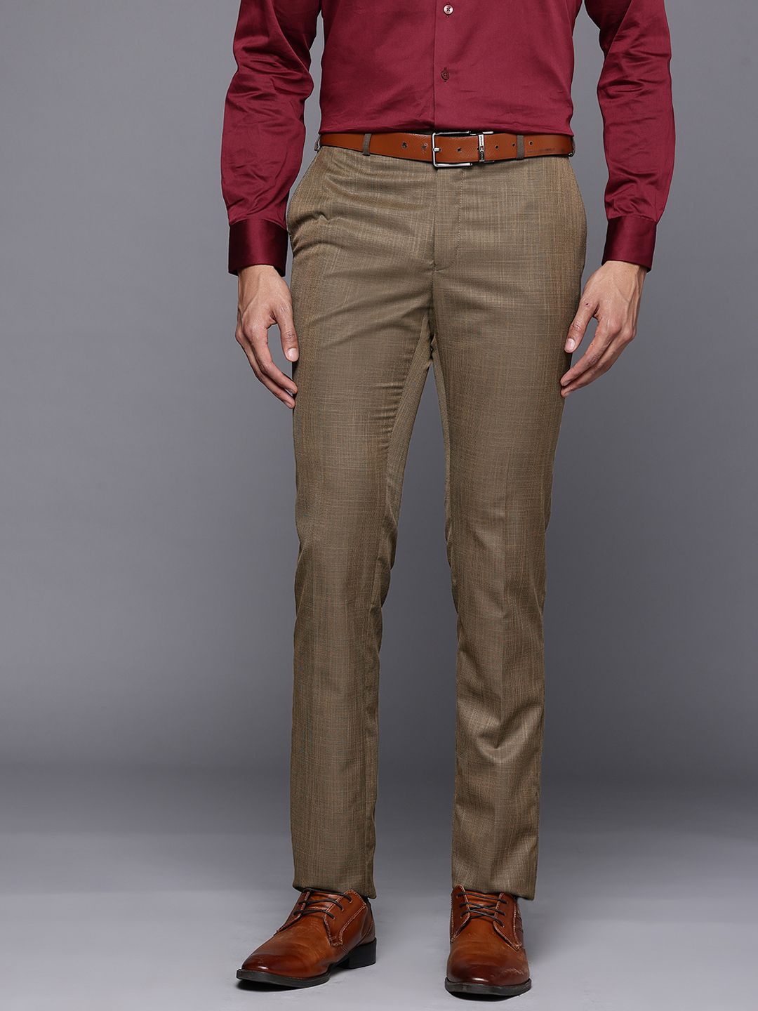 Raymond Men Slim Fit Textured Trousers