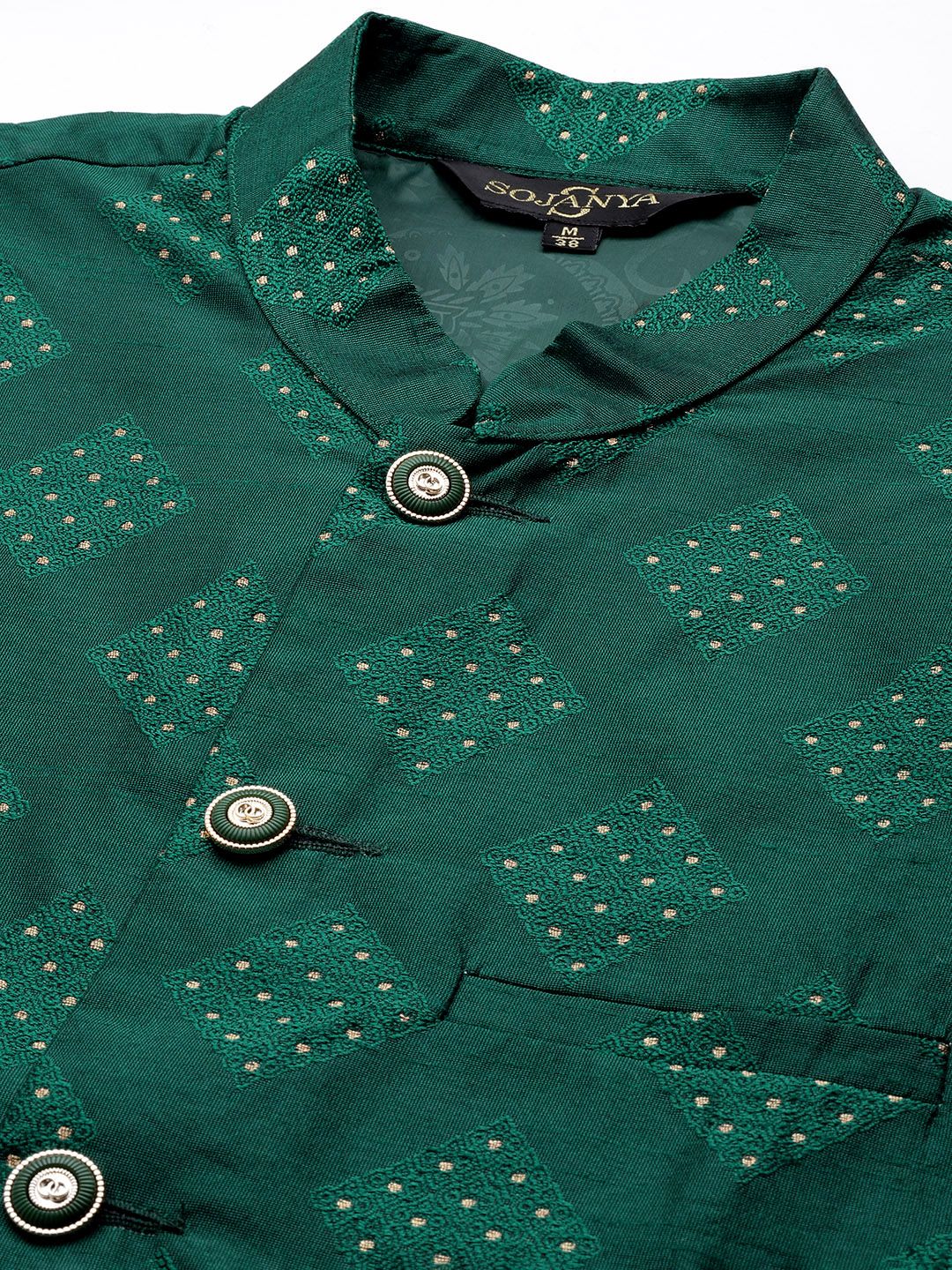 SOJANYA Kurta Hitam Lelaki dengan Churidar dengan Jaket Nehru