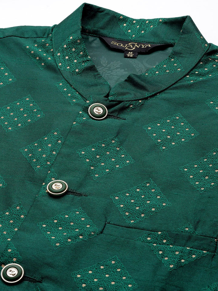 SOJANYA Kurta Hitam Lelaki dengan Churidar dengan Jaket Nehru