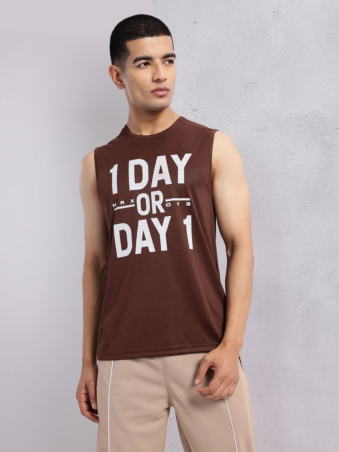 HRX by Hrithik Roshan Sleeveless Typography Printed Rapid-Dry Training T-shirt