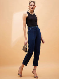 SASSAFRAS BASICS Women Carrot Mom Fit Low Distress Cotton Jeans