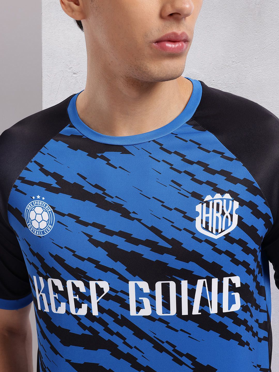 HRX by Hrithik Roshan Abstract Print Colourblocked Football T-shirt