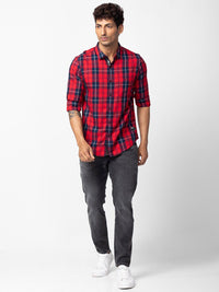 SPYKAR Men Classic Slim Fit Tartan Checks Cotton Casual Shirt