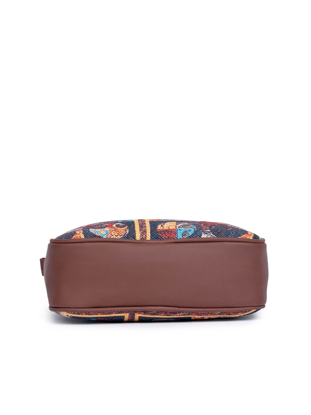 ZOUK Black & Orange African Art Woven Design Handcrafted Vegan Leather Sustainable Sling Bag