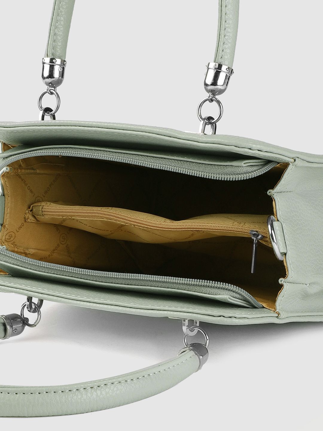 Lino Perros Sea Green Solid Structured Handheld Bag
