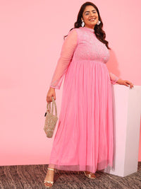 CURVY STREET Net Sheath Maxi Dress