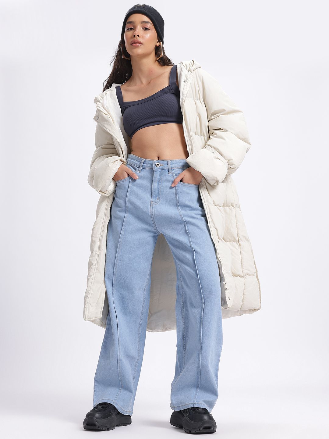 DressBerry Women Street Edge Panelled Baggy Fit Jeans