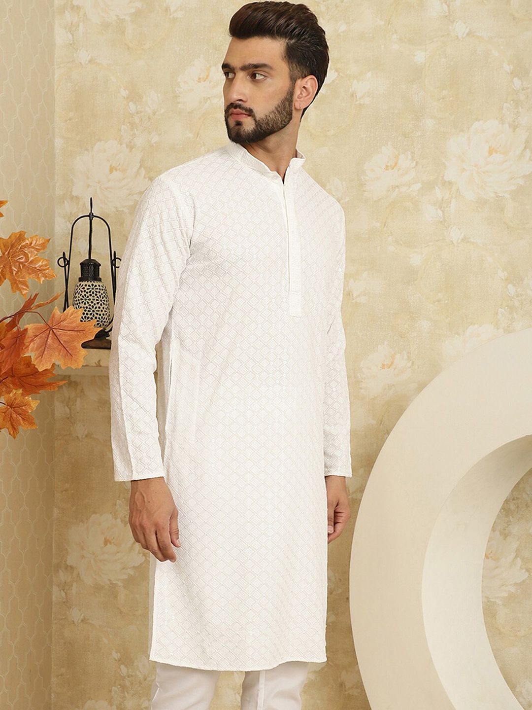 SOJANYA Kurta Straight Cotton Sulam Geometrik