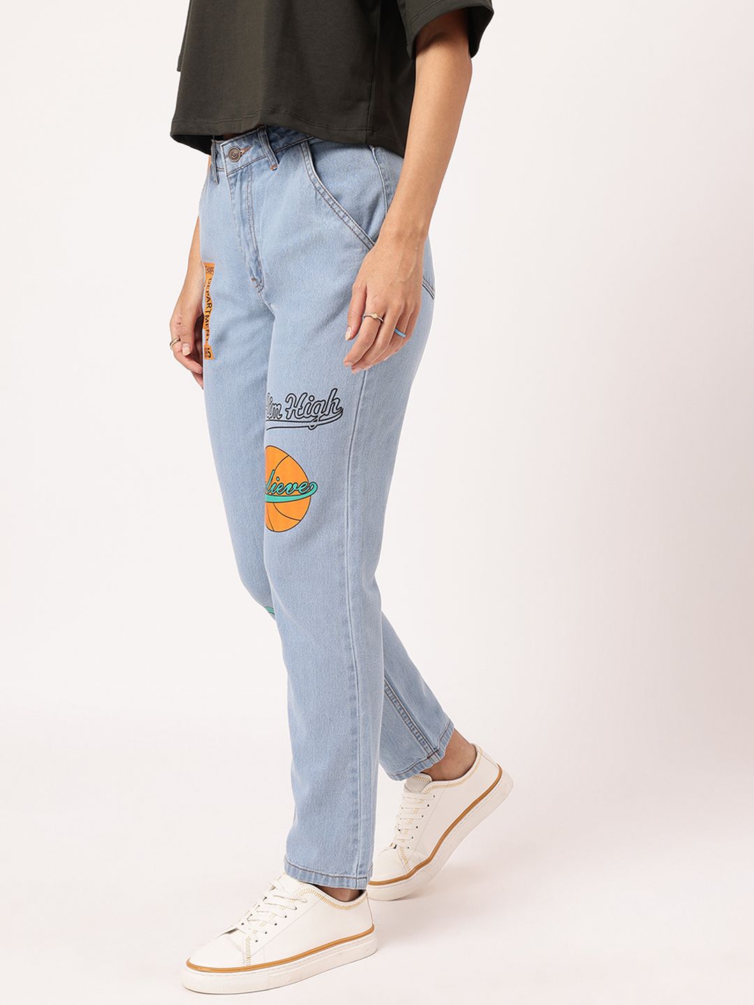 DressBerry Women Street Smart Printed Barrel Fit  Jeans