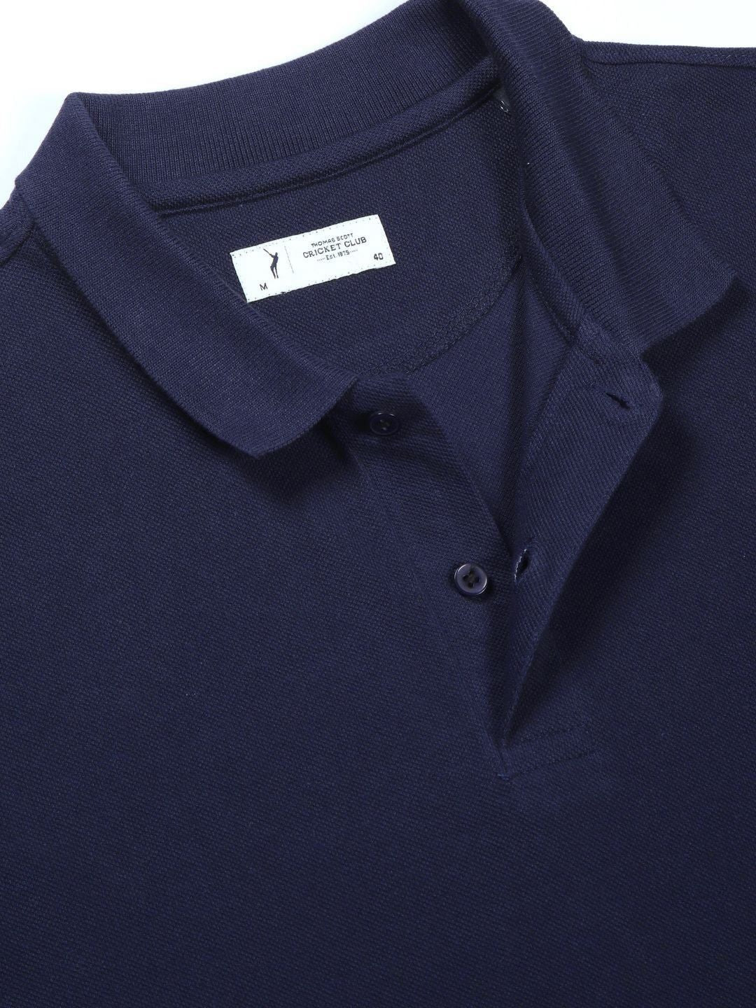 Thomas Scott Men Solid Polo Collar Cotton T-shirt